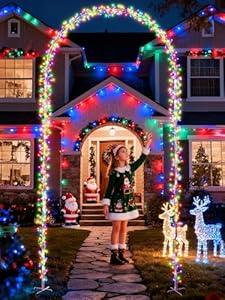 Lomotech Christmas Light Arch - 9.5Ft 460 Leds Iron Pole Archway 8 Modes Waterproof Christmas Lights with Timer for Lawn, Yard, Walkway, Garden, Party, Holiday, Christmas Decoration (Multicolor)