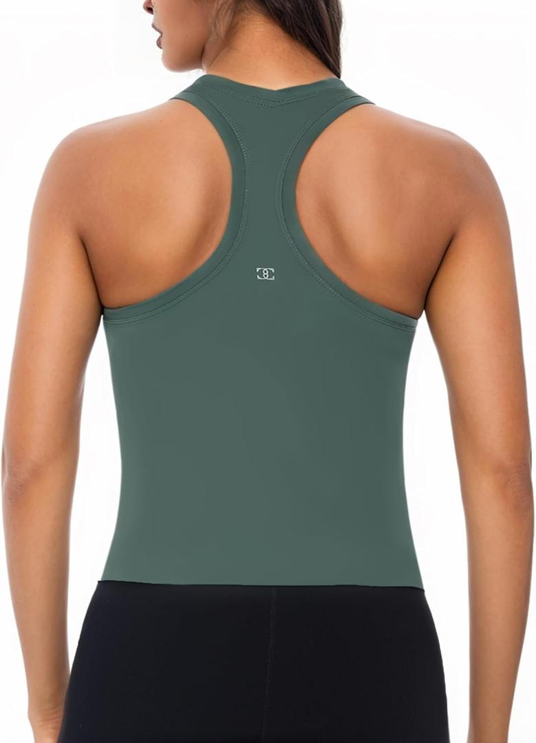 Racerback Workout Tank Tops for Women Sleeveless Gym Tops Cropped Active Yoga Running Shirts (X-Small)