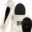 Silky Toes Foldable Flats for Women Purse Ballet Shoes Ballerina Slippers (X-Large, White)