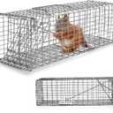 Qualirey 2 Pcs Humane Squirrel Trap Heavy Duty Live Animal Chipmunk Catch and Release Rat Trap for Outdoor Small Animals Mouse Raccoon Stray Cat Rodent Weasels(Silver)