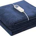 Wapaneus Heated Blanket Electric Blanket 72" x 84" Full Size with 10 Heating Levels and 12 Hours time Settings, Flannel Fast-Heating Electric Blanket, ETL Listed, Machine Washable,Dark Blue