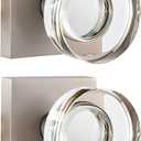 2 Pack Dummy Door Knob Glass Door Knobs Interior Satin Nickel Door Knobs for Closet and Hallway, Square Crystal Dummy Door Handle Brushed Nickel