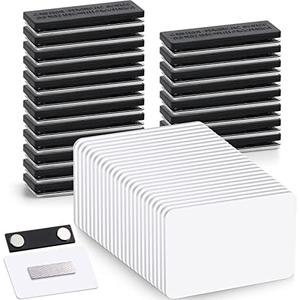 50 Set Name Tags Reusable Name Badge Magnet 3.4 x 2.1'' Blank Magnetic Badge Holder for Personalized Jacket Shirts DIY Kit Office School Supplies