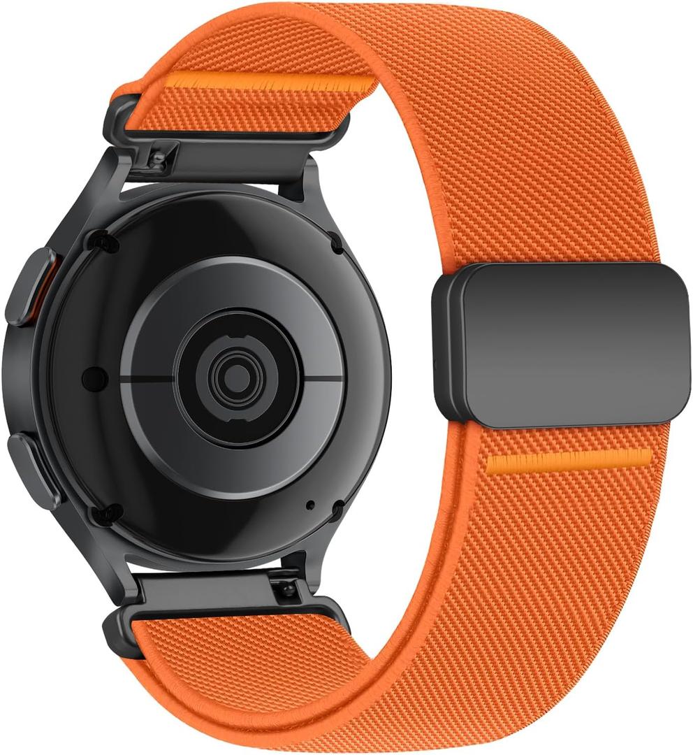 Magnetic Elastic Bands for Samsung Galaxy Watch 7/6/5/4/FE 40mm 44mm/Galaxy Watch 6 Classic 43 47mm/5 Pro 45mm/4 Classic 42 46mm/Active 2, 20mm Wristband Stretchy Nylon Sport Strap Men Women