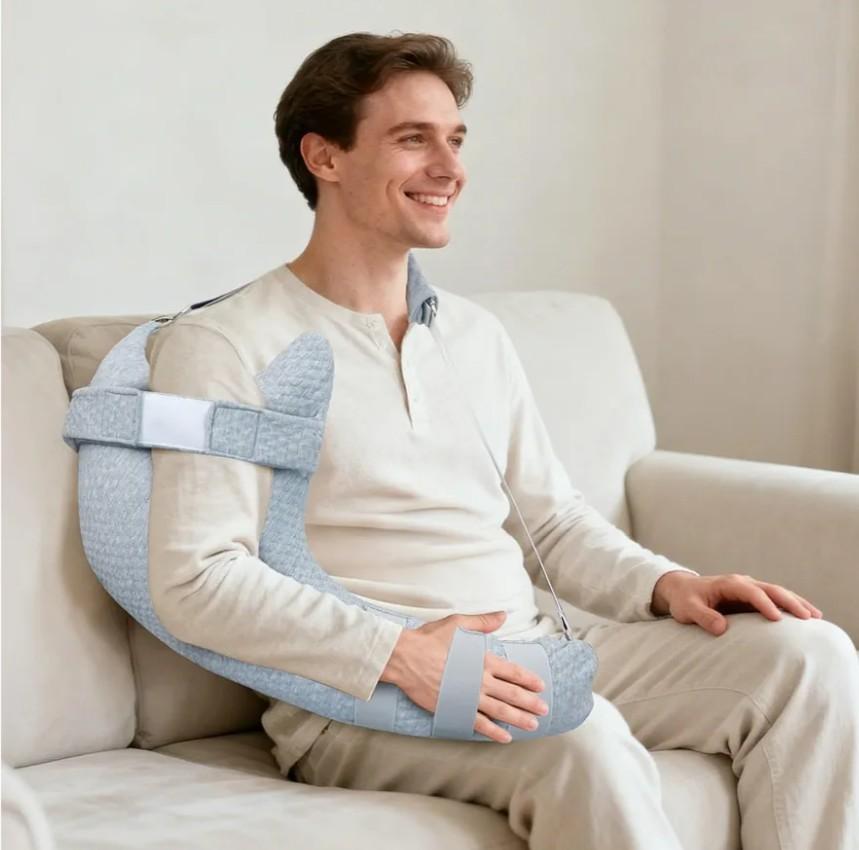 RoamReady Rotator Cuff Pillow, Removable Shoulder Support Pillow for Frozen Shoulder Relief, Post Arm Surgery Recovery Supplies, Broken Arm Cushion for Pain Relief and Side Sleeping, Light Gray