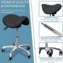 Saddle Stool with Wheels, Rolling Stool, Rolling Chair Ergonomic Swivel Rolling Chair with Hydraulic Lifting Height Adjustable Rolling for Office Medical Massage Salon Drafting(Black), 19.68-26.77 Inch Height 500lbs Capacity