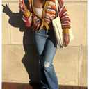 RoseSeek Women's Striped Color Block Sweaters Button Down Long Sleeve Cardigans Crop Tops Yellow Large