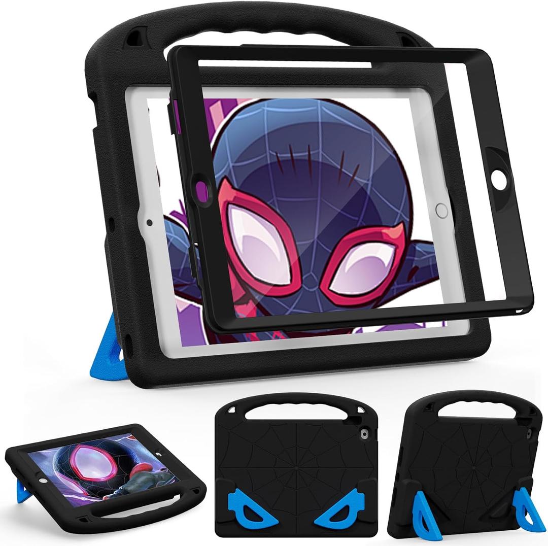Kids Case for iPad 9th/8th/7th Generation (iPad 10.2 inch 2021/2020/2019), Shockproof Case with Screen Protector (Black)