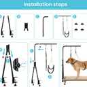 Dog Grooming Table Arm, 35" Height Adjustable Pet Grooming Arm with Double Clamp for Small and Medium Dogs,Grooming Loop Noose and No Sit Haunch Holder