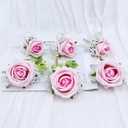 6Pcs Light Pink Corsage and Boutonniere Set, Artificial Rose Wrist Corsage Bracelets, Men Boutonniere for Wedding Decorations Prom Anniversary Party Suit Flower Accessories