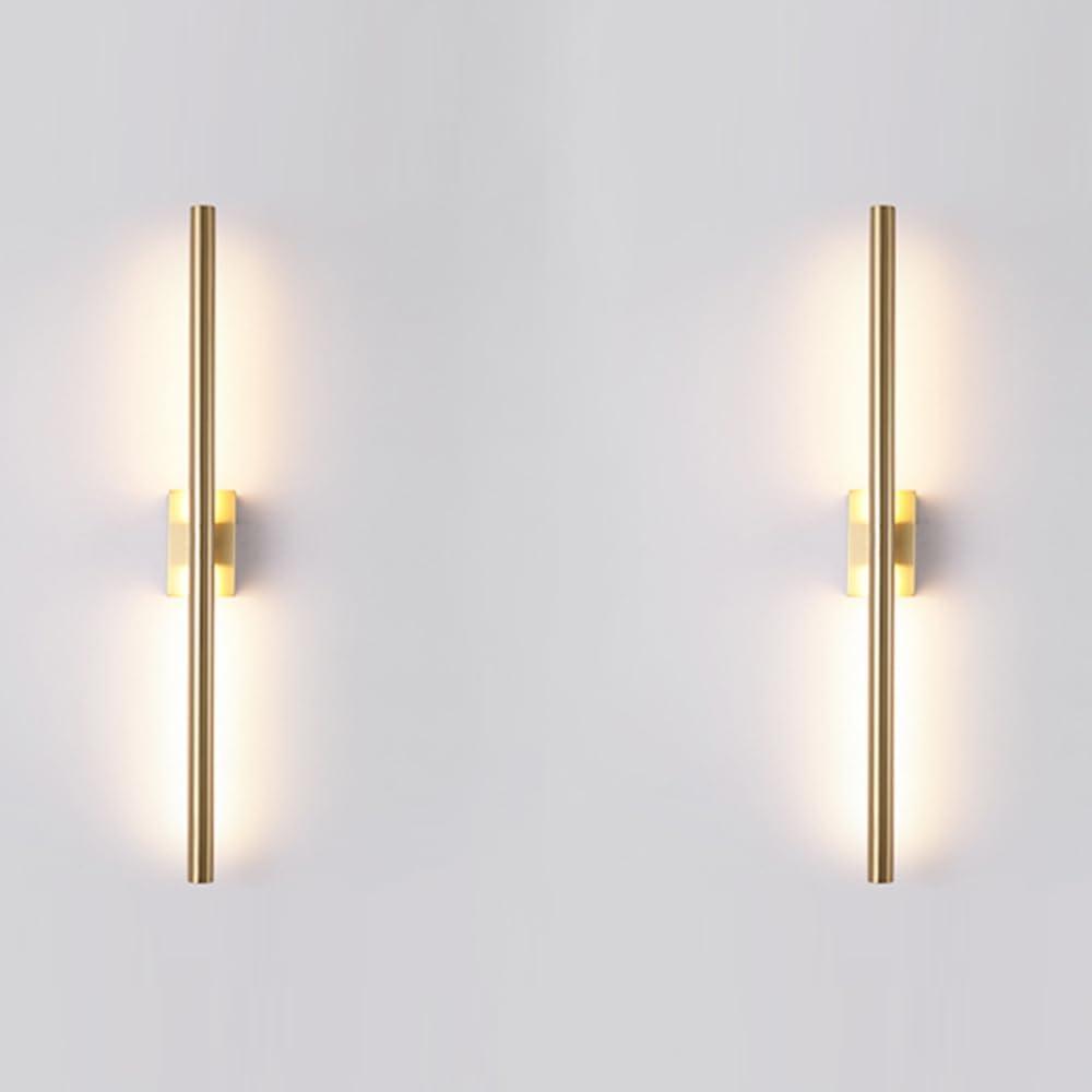 Only Suitable for Small Junction Box Set of 2 Hardwired Narrow Gold Wall Sconces Modern Picture Lights Linear Mirror Vanity Wall Lights for Bathroom Bedroom Corridor (2 Pack, 24'', Gold, Dimmable)