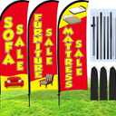 Buryeah 3 Pack Sofa Mattress Furniture Sale Flags Banner for Business Advertising 12 ft Feather Flag Sale Sign with Fiberglass Pole Kit Ground Stake and Portable Bag