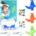 Hearprotek 3 Pairs Swimming Ear Plugs for Kids, Soft Silicone Reusable Waterproof Earplugs for Toddlers Bathing Swimming and Other Water Sports(Blue/Orange/Green)