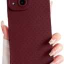 NITITOP Compatible with iPhone 14 Plus Case Cute Aesthetic Little Polka Dots Pattern Design for Women Men Girls Soft TPU Shockproof Stylish Full Camera Protective Phone Cover - Wine Red