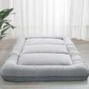 MAXYOYO 6" Extra Thick Japanese Floor Mattress Futon Mattress, Foldable Tatami Pad for Adults, Roll Up Floor Bed for Guest Room Bedroom RV, Grey, Full