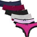 Womens Lace G-String Thongs Panties Underwear Low Rise T-Back Underpants (Blue, S)