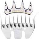 Sheep Shears Blades 9-Tooth Wool Shearing Comb and Cutter Blade Set for Alpaca Goats Wool Cutter Grooming Trimmer(9T Scimitar+Front Blade)