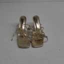 ISNOM Strappy Sandals for Women Kitten Heels Lace Up Heels Stiletto Heels Wrap Around Heels with Square Toe, 11 Size Metalgold