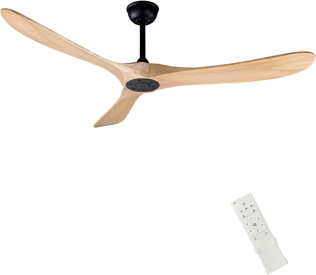 60" Modern Ceiling Fan, Bedroom Fan With Remote Control, 2 Downrods, Reversible DC Motor 27W Quiet Energy Saving