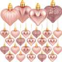 Elcoho 48 Pieces Valentine's Day Heart Shaped Baubles Hanging Heart Ornaments Valentines Tree Decorations for Valentines Day Ornaments Party Wedding Anniversary Decor, Rose Gold