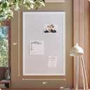 U Brands Farmhouse Large Bulletin Board 20 x 30 Inch Linen Fabric Pin Board, White Wood Style Frame, Wall Message Center & Vision Board for Farmhouse Decor, Home Office, Classroom, Includes Push Pins