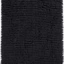 Chenille Bath Rugs, Machine Washable Non Slip Toilet Rug, Thickened Soft Water Absorbent Bath Mat Carpet for Bathroom Shower (32" x 20", Black)