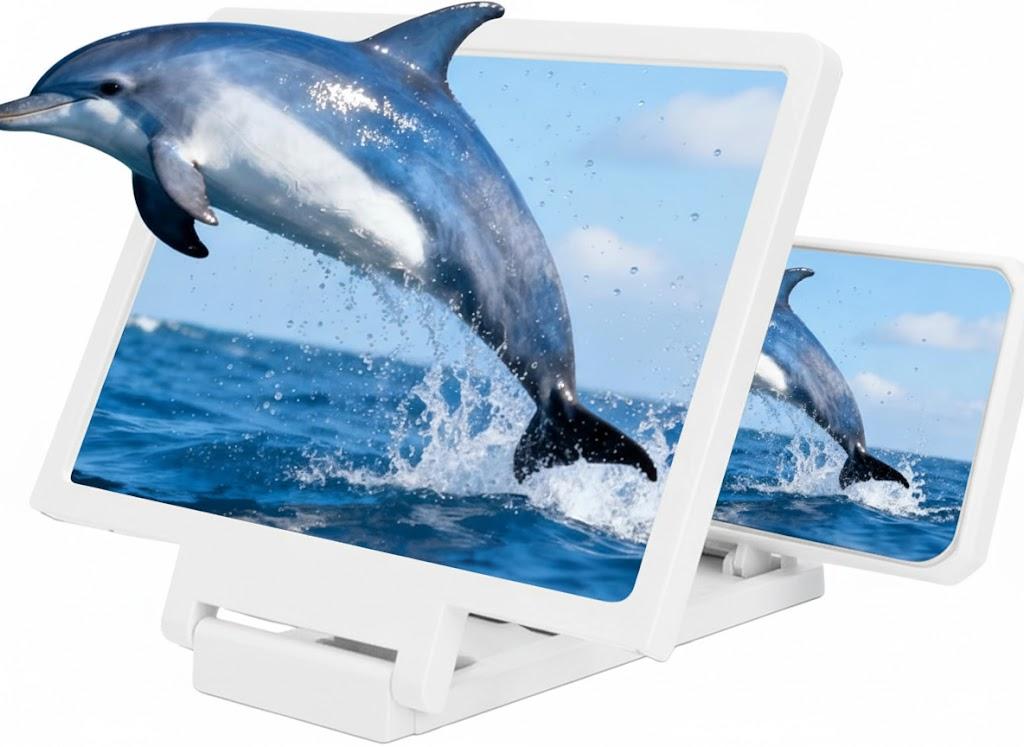 Big Screen Phone Magnifier, HD Screen Expander, Phone Screen Magnifier, 3D Upgraded HD Foldable Design Screen Magnifier Version, for Movies, Videos and Gaming (10in White, Horizontal)