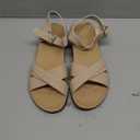 UTENAG Women's Comfortable Walking Flat Sandals Arch Support Ankle Strap Strappy Sandals (Size 5, Beige)