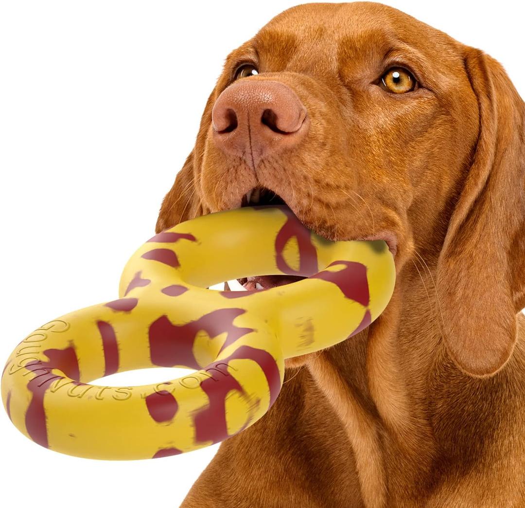 Goughnuts  Dog Toys for Aggressive Chewers | Virtually Indestructible Pull Toy for Breeds Such as Pit Bulls and German Shepherds | Heavy Duty Tug Dog Toy | Medium | Yellow (Medium (30-70 lb) (Original Size))