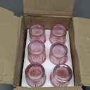 Darlion 6 Pack Pink Glassware Drinking, 12oz Highball Embossed Beverage Glass Cup, Vintage Drinking Glasses, Colored Water Glasses for Party Wedding Home Office and Gift