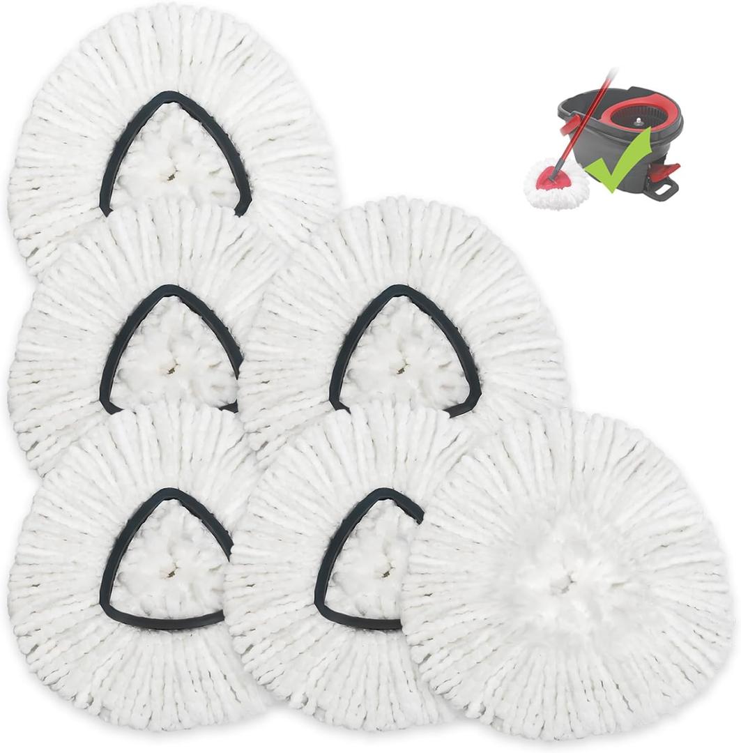 for Ocedar Spin Mop Replacement Head 6 Pack Mop Refill Compatible with Ocedar Triangle Swivel Mops Microfiber Swivel Mop Refill, for Ocedar Easywring 1 Tank Spin Mop,Machine Washable Easy-to-Replace