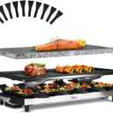 Artestia 1500W Large Size Raclette Cheese Grill Adjustable Temperature Korean BBQ Grill, Cheese Raclette with Grill Stone and Food-Grade Ceramic Glaze Reversible Aluminum Plate for Parties Family