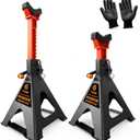6 Ton (13,200 LBs) Jack Stands with Crossbars,Double Pin Locking,Rubber Cover,Large Foot Base,15"-22" Adjustable Height,Heavy Duty Car Jack Stands,Lifting Bus,RV,SUV,MPV,Pickup Truck,2 Pack
