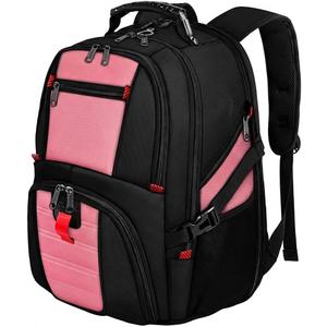 YOREPEK Large Backpack for Men, Extra Large Laptop Backpacks for Men Women, Water Resistant Travel Backpack Airline Approved Business Work Bag Fits 17 Inch Computer, Black (Pink)
