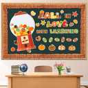 Thanksgiving Decoration,Autumn Bulletin Board Set,Fall Bulletin Board Decoration,Autumn Pumpkin Football Thanksgiving Day Decor for School Home Chalkboard Wall