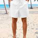Mens Swimsuit Trunks 7" Quick Dry Swim Shorts with Compression Liner and Zipper Pockets (White, XL)