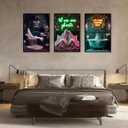 3Pcs Halloween Neon Bathroom Wall Art Tropical Ghost Dying To Relax Painting Picture Wall Decor Fashion Funny Gothic Ghost Toaster Poster Print Artwork For Apartment Living Bedroom Home Decoration (16L" x 12W")