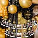30 Pcs Graduation Cap Picture Display Graduation Hanging Photo Clips with String Class of 2026 Party Decoration Grad Cap Garland Black Gold Glitter Clip for Congrats Photo Booth Party Decor