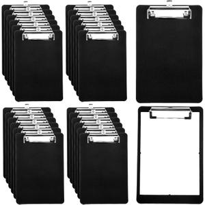 24 Pack Bulk Mini Clipboards, Black A5 Memo Clipboard 5.9x8.8 Inch Plastic Check Presenters for Restaurants School Office Hotel Shopping List