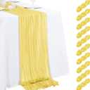 10 Pack Light Yellow Cheesecloth Table Runner 17x108 Inch Semi Sheer Boho Gauze Cheese Cloth Table Runners, for Wedding Bridal Shower Birthday Party Home Decor Garden Farmhouse