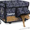 Weatherproof Heated Cat House for Outdoor in Winter, Heated Cat Bed Kitty Shelter with Cat Heating Pad, Insulated & Safe Escape Door, Warm Home for Outside Stray Cat (13"x16"x14", Camo Black)