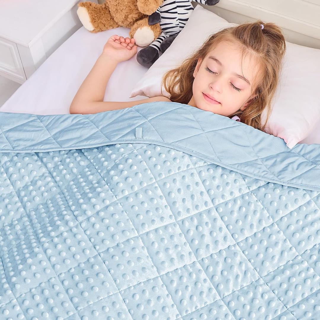 yescool Weighted Blanket 7 Pounds Light Blue Twin Size Cooling Weighted Throw Blanket, Minky Heavy Blankets Warm Weighted Comforter, Big Washable Thick Blankets Gift for 60-90lbs, 40 * 60in