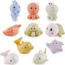 AMCHSURI Mold-Free Ocean Animal Bath Toys 10 Pack | Sensory Water Play Toys for Babies 6-18M & Toddlers 1-3Y | Safe Bathtub Pool Float Toys | Baby Shower, Birthday