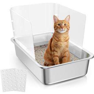 Cat Litter Box Pee Shields, High Sided Litter Box Splash Guard, Seamless Urine Leakage Enclosure for Open Top Litter Pan 14.5710.63in (3Pcs)- Litter Box Not Included