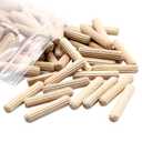 120pcs Hardwood Wood Dowel Pins, 1/4" x 1-1/8" Fluted Wood Dowels Rods Crafts Dowel Pegs for Woodworking Furniture Door Arts and Crafts DIY Projects, Straight Grooved