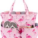 Bluboon Waterproof Beach Tote Pool Bags for Women Ladies Extra Large Carry On Bag With Wet Compartment for Weekender Travel (Flamingo-pink)