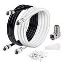Elecan 6 Ft/2 Pack RG6 Coaxial Coax Cable Connectors Set, Quad Shielded High-Speed Internet 3 GHZ, Broadband Digital TV Aerial, Soft Satellite Cable Extension Double Rubber O-Ring+ Adapter+Ties+Clips