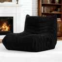 Bean Bag Chair for Adults, Giant Bean Bag Sofa Oversized Beanbag Chairs, Fireside Bean Bag Couch with High Density Sponge Filled Large Bean Bags Chair for Apartment Living Room Bedroom, Black