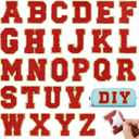 26Pcs Red Chenille Letters A-Z, Self Adhesive Chenille Letter Patches for Fabric Clothing