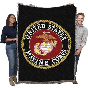 Pure Country Weavers US Marine Corps - Emblem Blanket - Gift Military Tapestry Throw Woven from Cotton - Made in The USA (72x54)